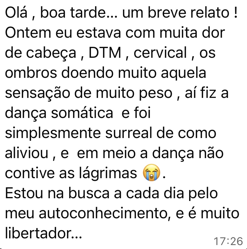 Print original do depoimento sobre autoconhecimento