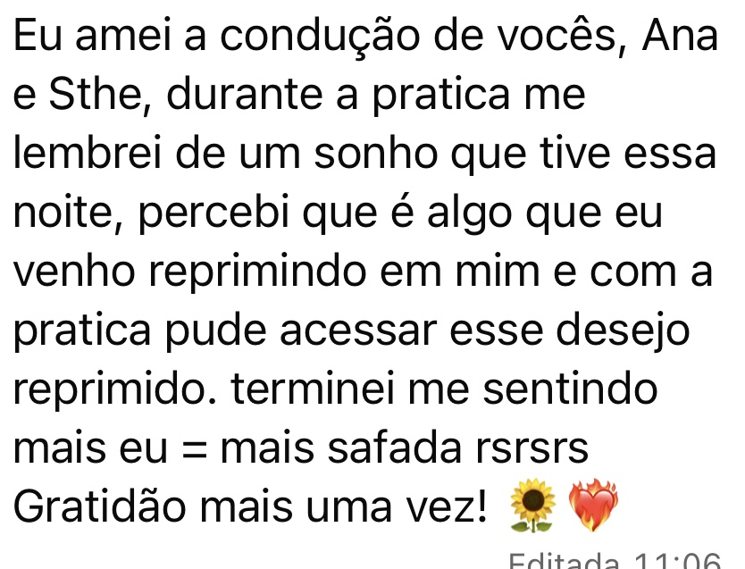 Print original do depoimento sobre condução acolhedora