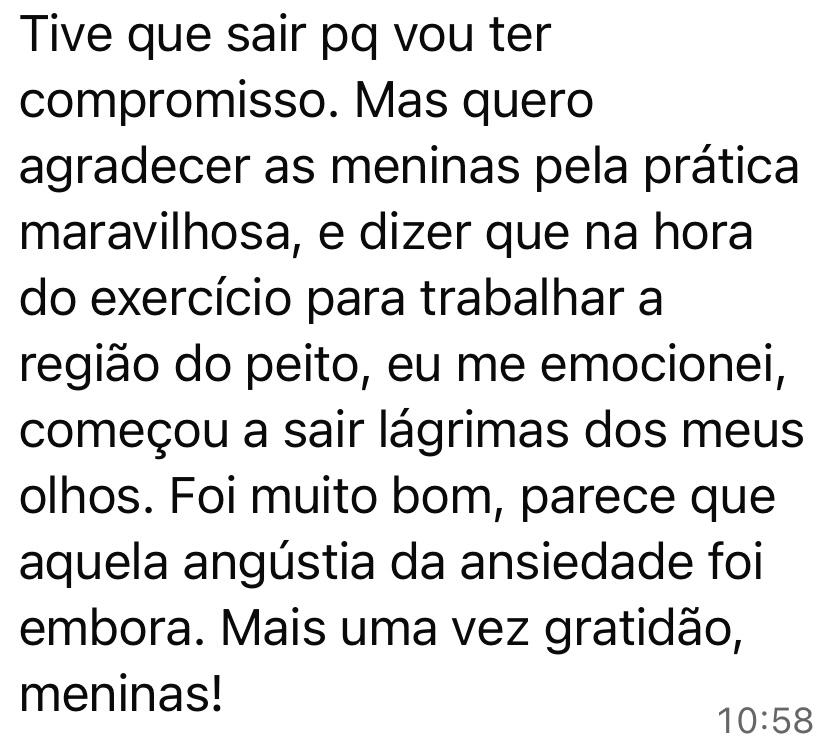 Print original do depoimento sobre um momento de pausa