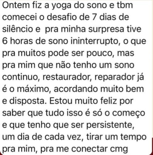 Print original do depoimento sobre um descanso possível